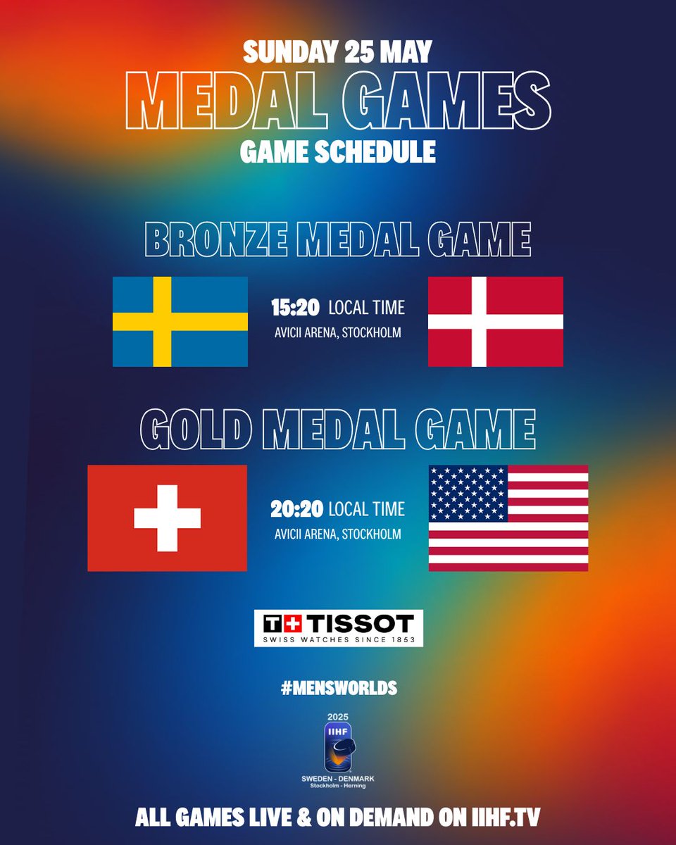 Time to fight for the MEDALS!💪 #MensWorlds #IIHF

Predict the time of the first goal of the game and win a Tissot PRC100 Solar watch!⌚️💥
Enter your predictions now ➡️ bit.ly/3SBeTd3