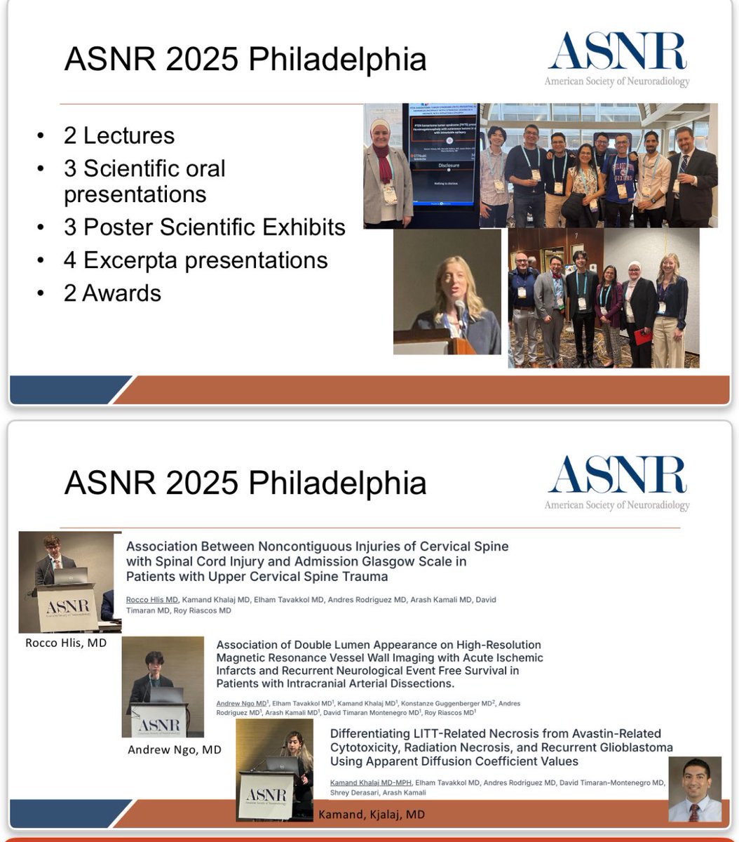 RoyRiascosMD's tweet photo. Proud to see our @UTHealthHouston team shine at #ASNR2025 in Philadelphia! Representing innovation, education, and excellence in neuroradiology. Great work by @UTHealthRadRes @UTHradiology @JMcCartyMD @drrohansamant @Kamand_Kh17! #Neuroradiology #MedicalEducation @TheASNR https://t.co/853lCpvRAU