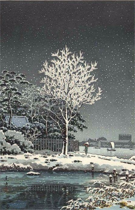 JapanTraCul's tweet photo. Suijin-no-mori Forest, Sumida River, by Tsuchiya Koitsu, late 19th century-early 20th century https://t.co/EZnLXTl8za
