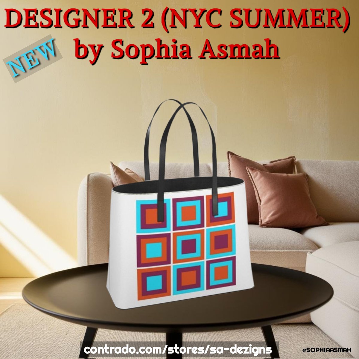 DezignsSa's tweet photo. DESIGNER 2 (NYC SUMMER) by Sophia Asmah @AsmahSo  - artist/designer
Maths meets art. Shapes + colour + summer vibes.
Inspired by NYC summer:
Blue = sky
Orange = sun
Crimson = heat
Shop: https://t.co/YdGLat34oE

#sadezigns #sophiaasmah #bags #mathsinart #shapesinart #NYCstyle #art https://t.co/6ck83oExEG