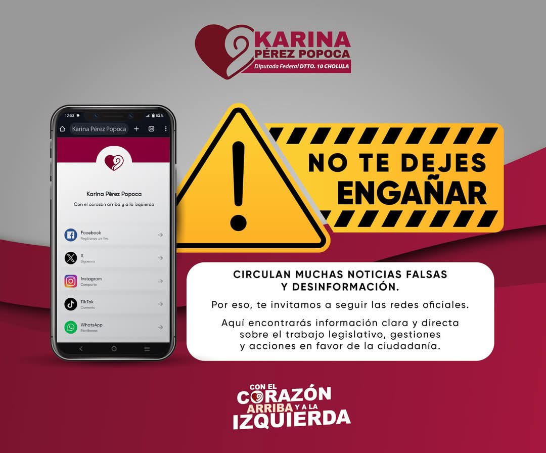 KariPerezPopoca's tweet image. ¡Te invitamos a seguir nuestras #redes #sociales oficiales!

Aquí encontrarás información clara, directa y actualizada sobre el trabajo #legislativo, #gestiones y #acciones en favor de la ciudadanía.

Infórmate bien y síguenos. Estas son nuestras únicas redes y medios de contacto