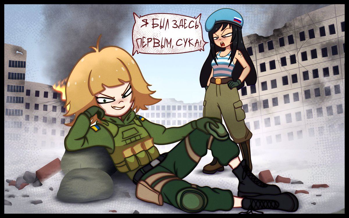 Aidanisl8's tweet image. Ukie and Rus girls I drew a few months ago for @LittleBiggity