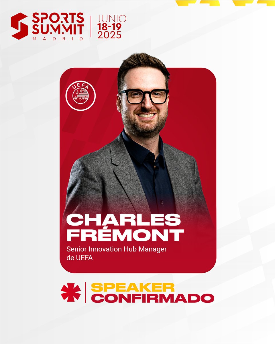 🚀⚽ <a href="/charlesfremont/">Charles Frémont</a> , Senior Innovation Hub Manager at <a href="/UEFA/">UEFA</a> , joins #SSM25 to share how UEFA drives change through programs like Champions Innovate, uniting host cities, partners &amp; startups for real impact. 📍 See him live June 18–19 at IFEMA Madrid!