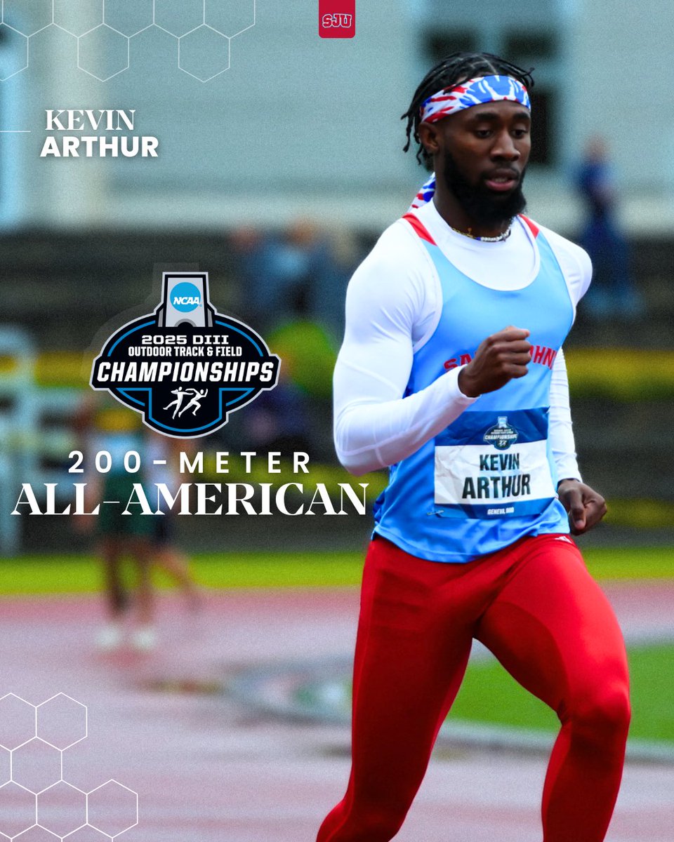 ALL-AMERICAN! Senior Kevin Arthur closes his collegiate career with a second-place finish of 21.18 seconds in the 200-meter dash for his eighth All-America honor!

#GoJohnnies #d3tf