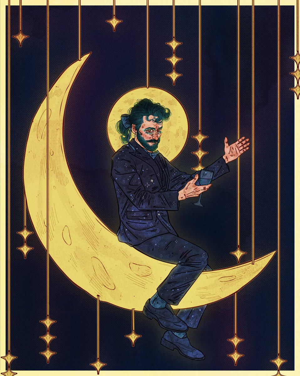 irlplasticlamb's tweet photo. “as he deftly dismounts the moon, he opens his arms and says, “hello, panem! shall we get this party started?” the audience roars in approval.”

tags: caesar flickerman kieran culkin the hunger games thg sotr sunrise on the reaping suzanne collins art fanart illustration #sotr https://t.co/rEJYpEO3tP