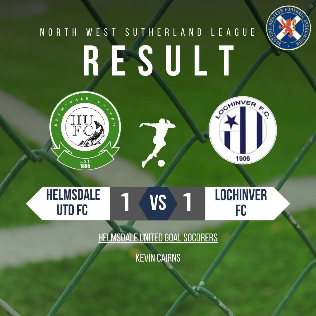 A hard fought draw at home to Lochinver today. Our goal came from Kevin Cairns with a well dispatched penalty.

HUFC 💚