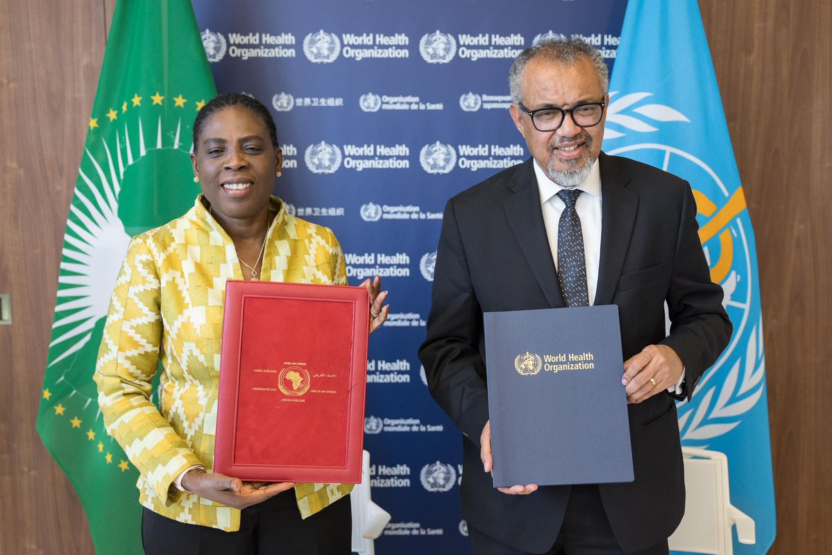 World Health Organization (WHO) (@who) on Twitter photo News from #WHA78: WHO & <a href="/_AfricanUnion/">African Union</a> Commission have renewed their strategic partnership, strengthening health security and universal coverage across Africa—critical in today’s challenging global health landscape. #HealthForAll
Read more: bit.ly/3SktB80 News from #WHA78: WHO & <a href="/_AfricanUnion/">African Union</a> Commission have renewed their strategic partnership, strengthening health security and universal coverage across Africa—critical in today’s challenging global health landscape. #HealthForAll
Read more: bit.ly/3SktB80