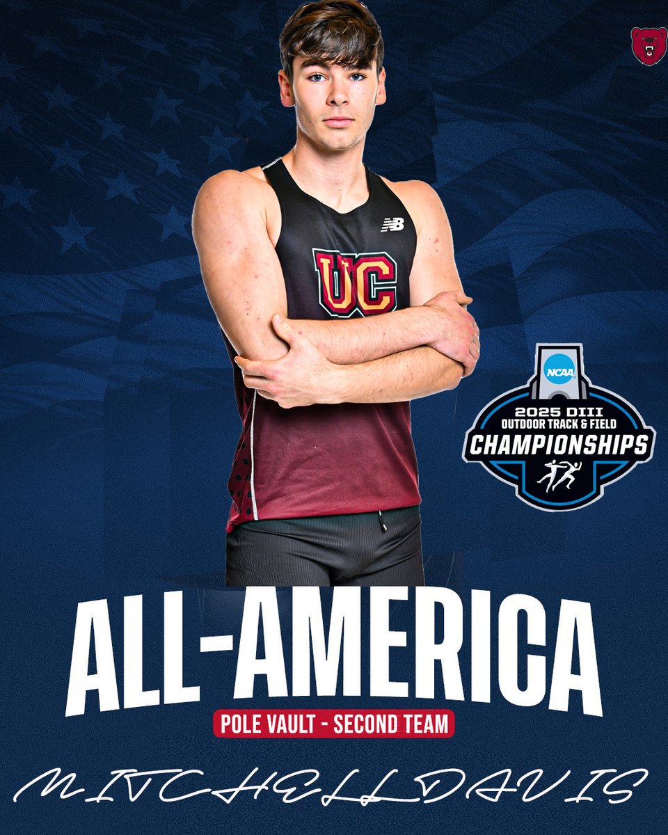 A repeat All-American! Behind tying for 10th in the pole vault at the NCAA Outdoor Championships, Mitchell Davis garners his second All-American nod of the track &amp; field year to cap off standout collegiate debut season! #UpTheBears