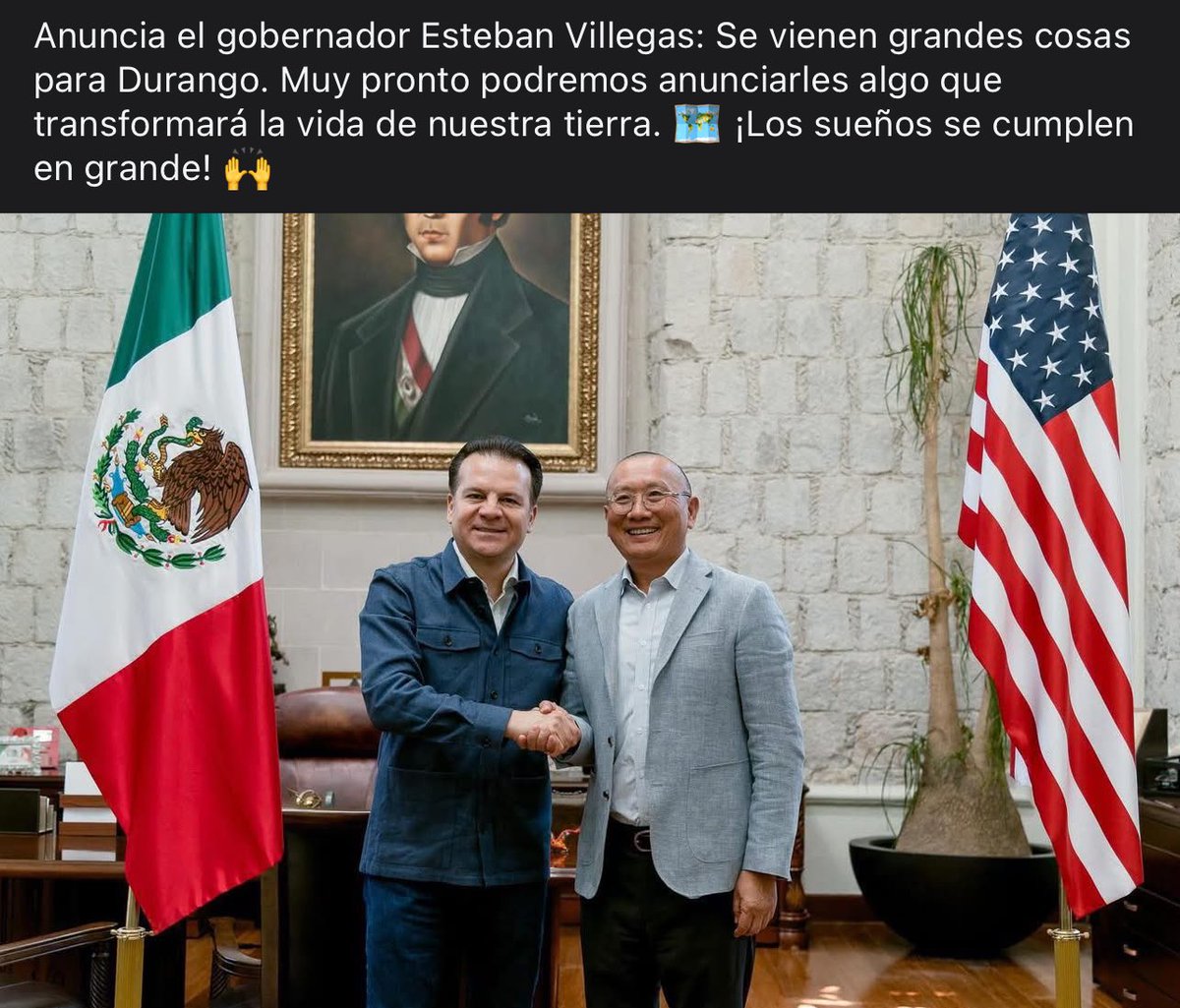 Otra vez otra noticia, otra vez se vienen grandes cosas para #Durango 

Ya basta de repartir la vaca antes de tenerla señor Gobernador <a href="/EVillegasV/">Esteban Villegas V.</a>