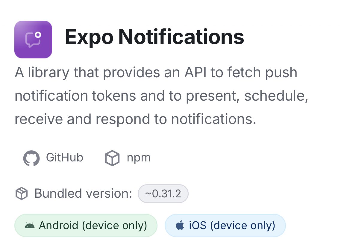 sthareja19's tweet photo. #50DaysOfAppDevelopment Day 2/50
-> Expo-Notifications!
A super useful library to send local notifications to the user. If your app doesn’t have a backend, this library is going to save you in terms of notifying the end user on their device. Doesn’t even need the Apple Dev! https://t.co/tfk1WDdZL2