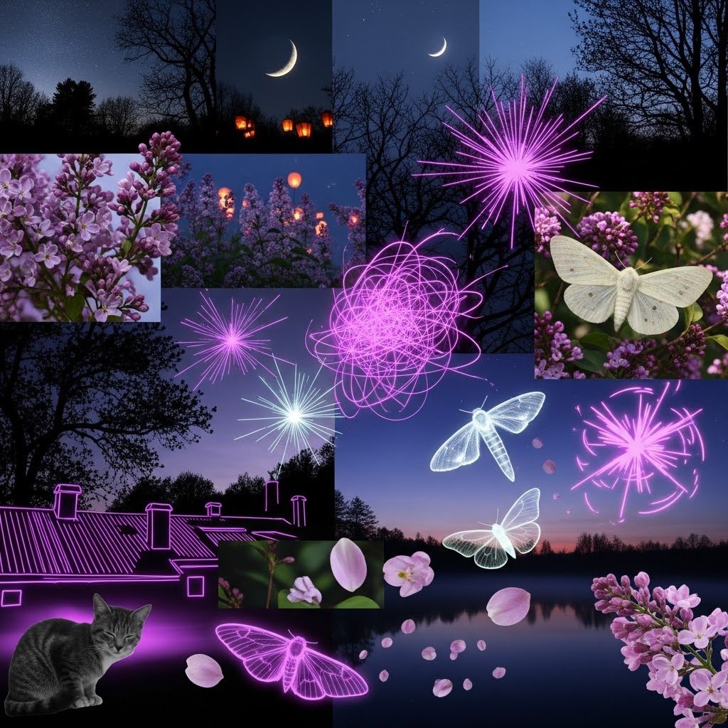 don_barbie_'s tweet photo. 🌙✨ Dreamy May Night vibes! Mystical collage filled with lilac blooms, delicate moths, gentle moonlight, and a sweet kitten exploring midnight magic. #MayNight #NeonDream #violetmagic https://t.co/lIFQ6r6KmS