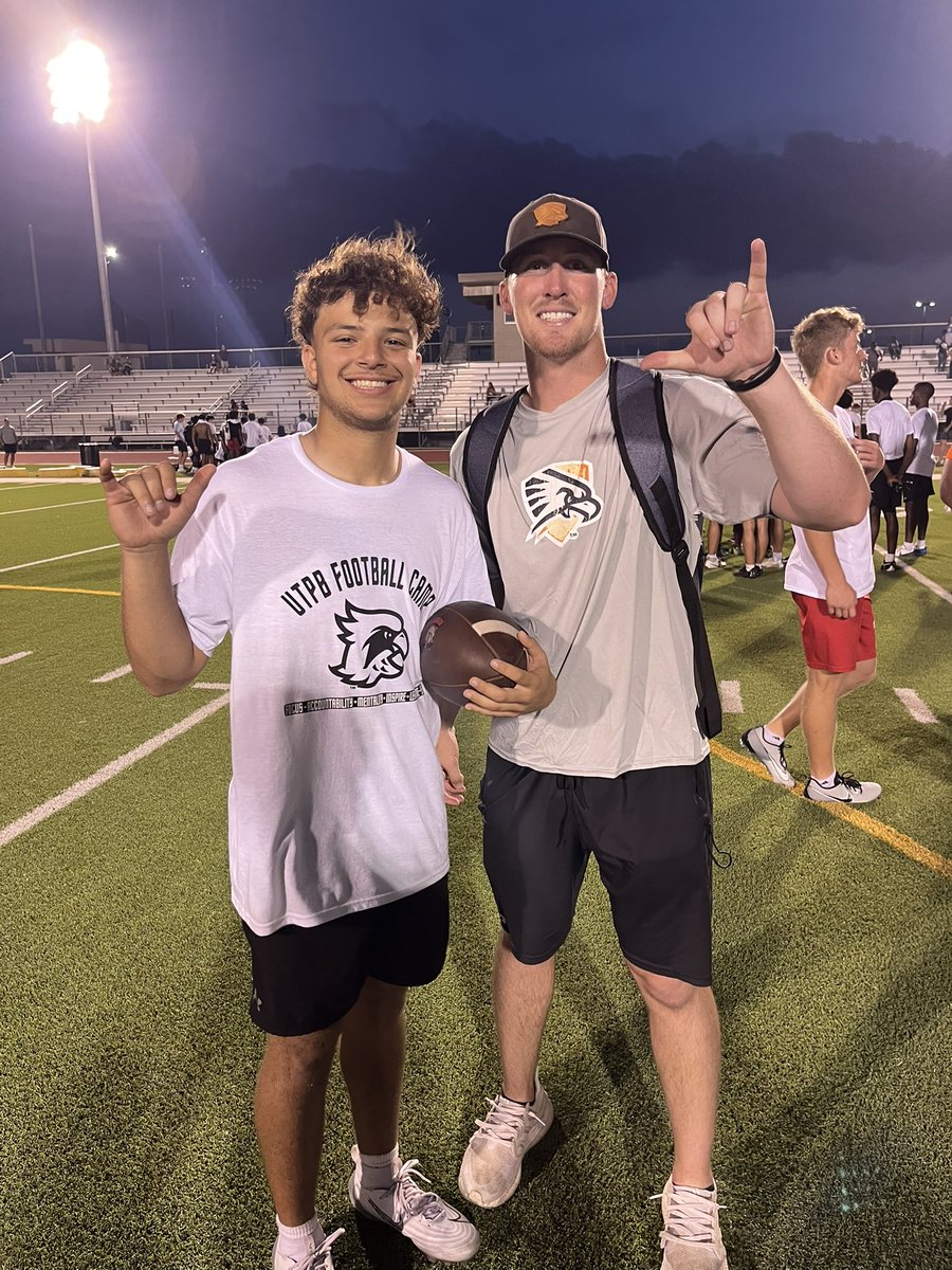 Jimmy Alarcon (@7jimmyalarcon) on Twitter photo Thank you <a href="/UTPBFootball/">UTPB Football</a> for hosting a great camp! Thank you <a href="/Kennyhrncir/">Coach Hrncir</a> and <a href="/CoachK__Mac/">Kris McCullough</a> for the invite and allowing me to showcase my talents and coaching me up! It was a pleasure meeting y’all! <a href="/CyLakes_FB/">Cypress Lakes FB</a> <a href="/CoachCarter_19/">Tyrone Carter M.Ed</a> <a href="/Godsgift_Nate/">Nate Paxton</a> <a href="/ScoutNickP/">Coach Nick Pennisi</a> Thank you <a href="/UTPBFootball/">UTPB Football</a> for hosting a great camp! Thank you <a href="/Kennyhrncir/">Coach Hrncir</a> and <a href="/CoachK__Mac/">Kris McCullough</a> for the invite and allowing me to showcase my talents and coaching me up! It was a pleasure meeting y’all! <a href="/CyLakes_FB/">Cypress Lakes FB</a> <a href="/CoachCarter_19/">Tyrone Carter M.Ed</a> <a href="/Godsgift_Nate/">Nate Paxton</a> <a href="/ScoutNickP/">Coach Nick Pennisi</a>