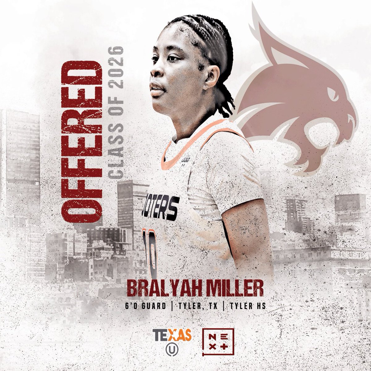 Texas U (@txubasketball) on Twitter photo Congrats to our <a href="/bralyahmiller/">Bralyah Miller</a> on her recent offer from <a href="/Coach_Z_Antoine/">Zenarae 黃翠珠 Antoine</a> , <a href="/coachpaige30/">Paige Love</a> and <a href="/TXStateWBB/">Texas State WBB</a> ‼️ One of the best shooting guards in the state, we are excited for this kid. B, your <a href="/TXUBasketball/">Texas U</a> fam sees you‼️ Big July loading…
#TXUFam🖤🧡 Congrats to our <a href="/bralyahmiller/">Bralyah Miller</a> on her recent offer from <a href="/Coach_Z_Antoine/">Zenarae 黃翠珠 Antoine</a> , <a href="/coachpaige30/">Paige Love</a> and <a href="/TXStateWBB/">Texas State WBB</a> ‼️ One of the best shooting guards in the state, we are excited for this kid. B, your <a href="/TXUBasketball/">Texas U</a> fam sees you‼️ Big July loading…
#TXUFam🖤🧡