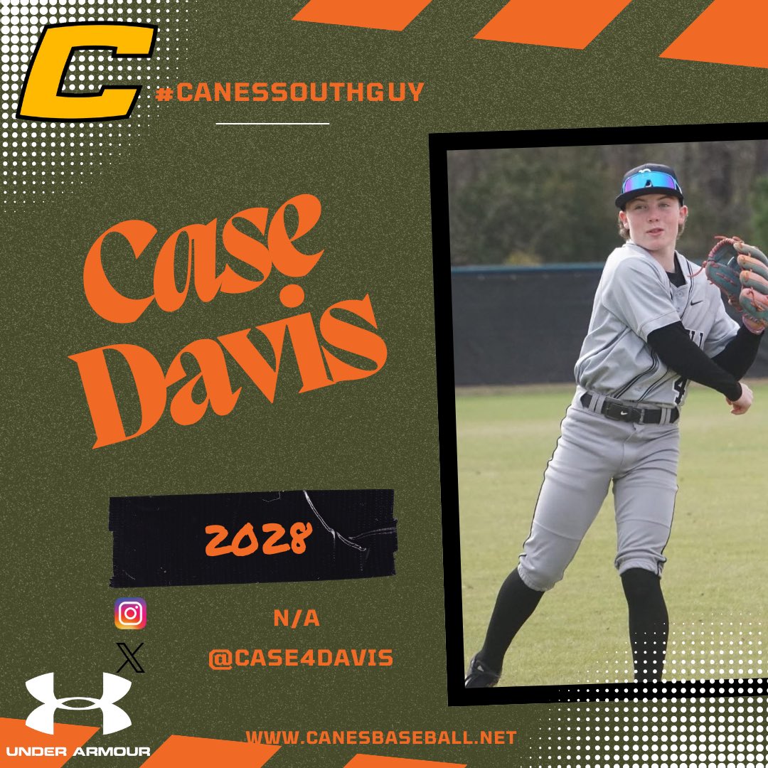Canes South (@canessouth) on Twitter photo Meet the #CanesSouthGuy
Case Davis (<a href="/case4davis/">Case4davis</a>)
2028
INF/RHP
Barnwell HS
South Prospects 2028
5’4”
135
R/R
Dream Vacation: 🇧🇸
<a href="/TheCanesBB/">Canes Baseball</a> <a href="/DynamicBaseball/">Dynamic Baseball</a> Meet the #CanesSouthGuy
Case Davis (<a href="/case4davis/">Case4davis</a>)
2028
INF/RHP
Barnwell HS
South Prospects 2028
5’4”
135
R/R
Dream Vacation: 🇧🇸
<a href="/TheCanesBB/">Canes Baseball</a> <a href="/DynamicBaseball/">Dynamic Baseball</a>