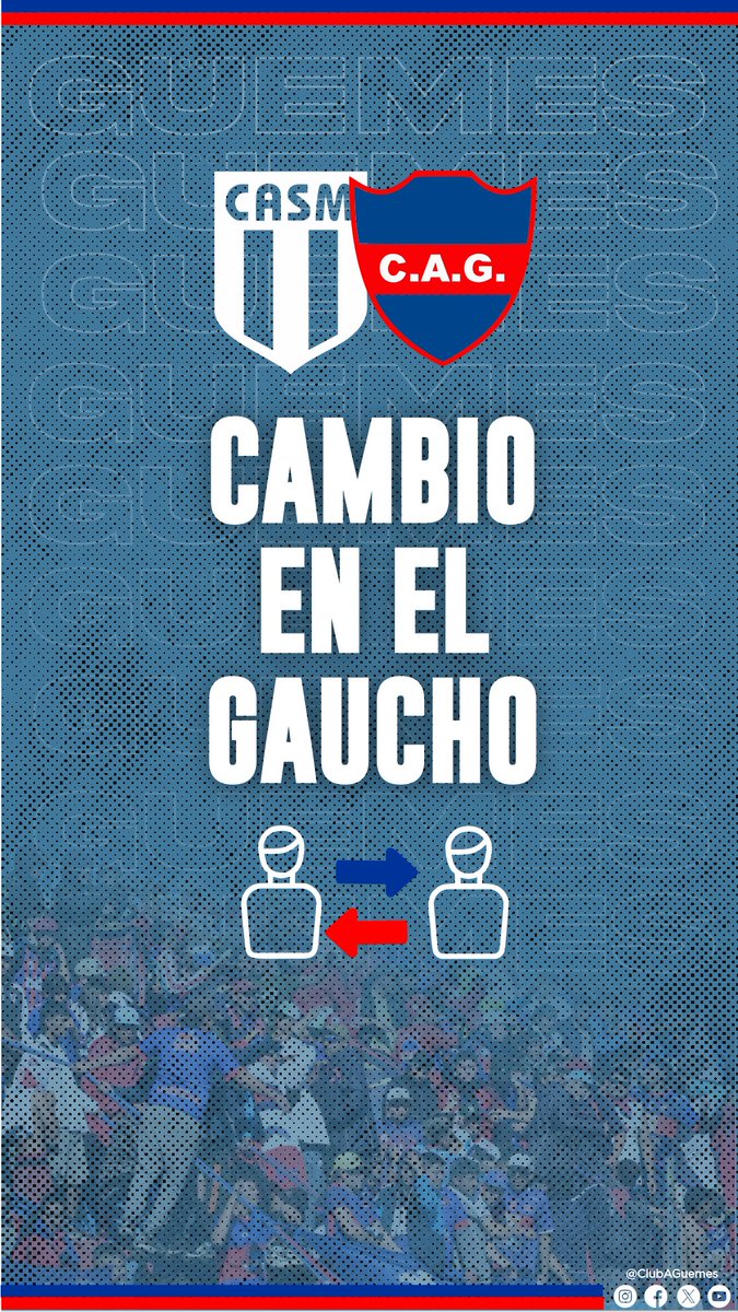 [Primera Nacional]
20' Segundo Tiempo
Cambios en Güemes, se retiran Tomás Federico y Mauro  Albertengo, e ingresan Mariano Bettini y Martín Álvarez.
<a href="/Oficial_CASM/">Club Atlético San Miguel</a> 1-1 <a href="/ClubAGuemes/">Club Atlético Güemes</a> 

#Fecha16
#VamosLosGauchos
#OrgulloSantiagueño