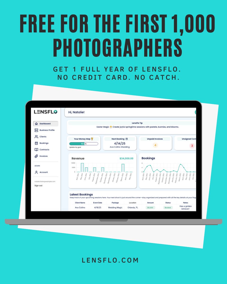 📸 Running your photo business shouldn’t be this hard.

LensFlo handles bookings, contracts, invoices—automatically.

🎉 1 year free for the first 1,000 photographers
No card. No catch. Just simple.

👉 lensflo.com

#PhotographyBusiness #PhotographerLife