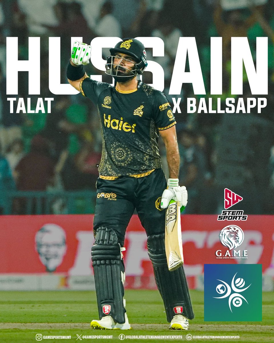 Hussain Talat x BallsApp 

The middle order star <a href="/HussainTallat12/">Hussain Tallat</a> has partnered up with <a href="/BallsAppHQ/">BALLSAPP</a> for #HBLPSLX 🏏

#IamGAME #HussainTalat #StemSports #PeshawarZalmi #Pakistan