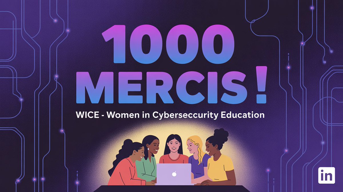 La barre des 1000 abonnés est atteinte pour notre programme WiCE – Women in Cybersecurity Education sur linkedin 
Merci à vous !

Notre mission : ouvrir les portes du numérique et de la cybersécurité femmes et aux filles, partout en Afrique.
L’aventure continue. 
#Cyber221