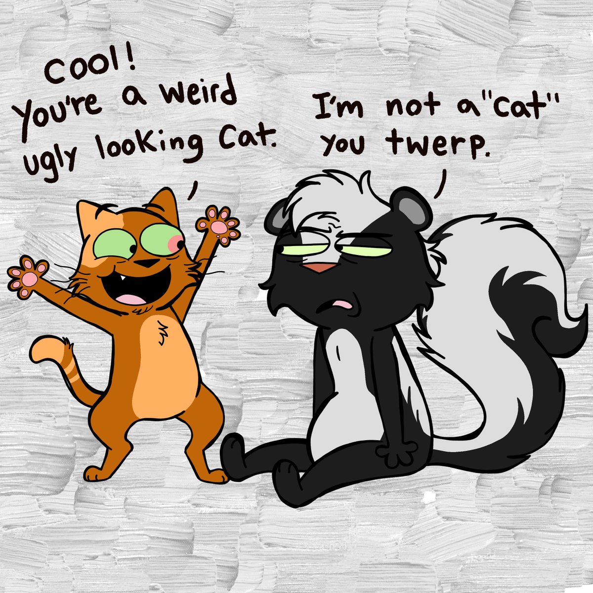 kitten and skunk