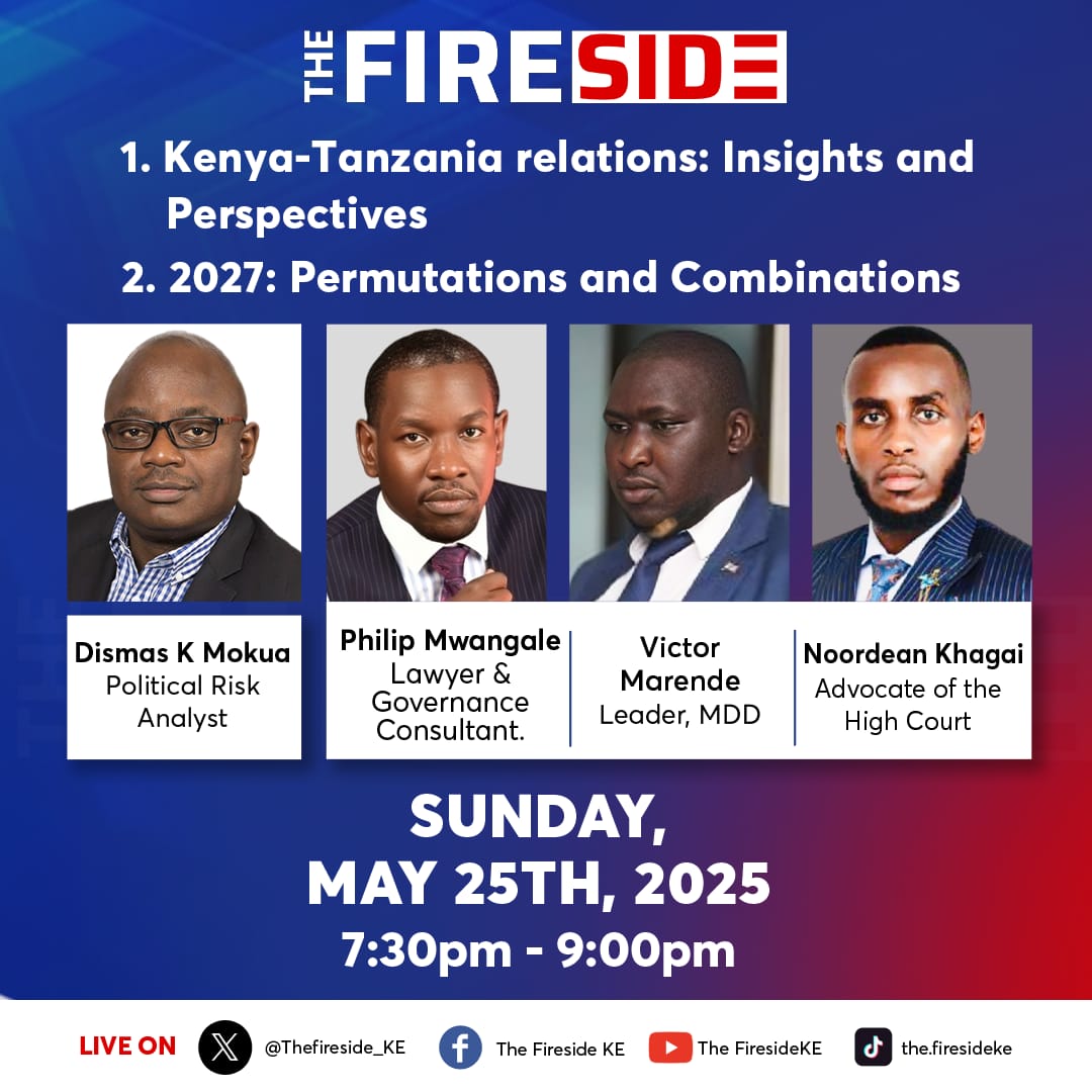 TheFireside_KE's tweet photo. Big minds,bold ideas! 
Join the conversation that’s shaping East Africa’s future! Kenya+Tanzania=Complicated.
2027=Even more complicated. Let’s untangle it all on #TheFiresideKe with @MokuaDismas alongside @Mwangale_II @NoordeanKhagai @OkothMarende
#Kenya #Tanzania #Election2027 https://t.co/iCtIZ2wf6K