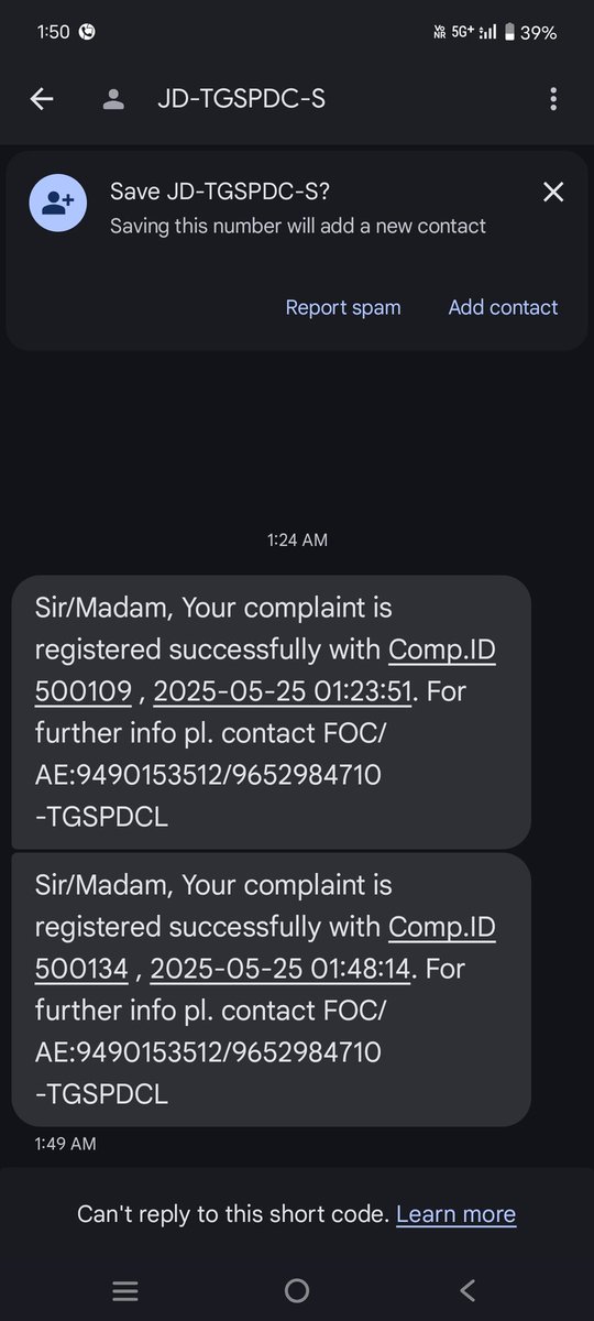 Zain_Hydz's tweet photo. @tgspdcl from past 1 hours in chanda nagar friends colony bikshapathi enclave area we have power cut im trying to connect with AE but they're not responding to call after completing multiple times no one coming to resolve problem this the response we r getting.. https://t.co/fyle9TnBMv