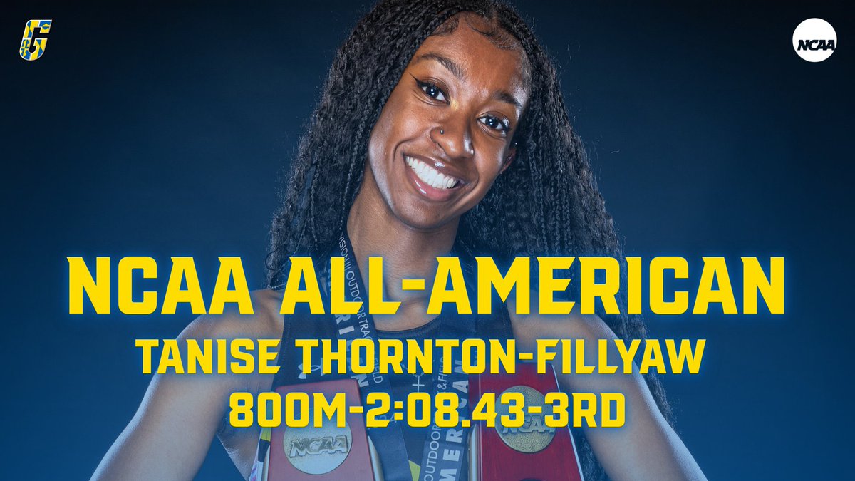 NCAA ALL-AMERICAN🇺🇸

Tanise Thornton-Fillyaw finishes 🥉 in the Women’s 800m at the NCAA Outdoor Track and Field Championships to earn her 4th NCAA All-American honor in her career #digdeep