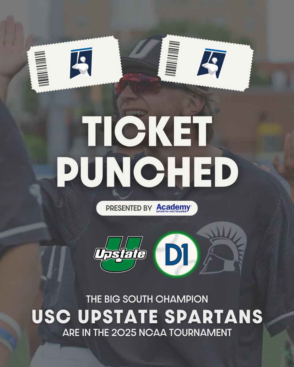 D1Baseball (@d1baseball) on Twitter photo π ππππππ πππππππ π
For the first time in program history, <a href="/UpstateBSB/">USC Upstate Baseball</a> is NCAA tournament bound!
π€ <a href="/Academy/">Academy Sports + Outdoors</a> π ππππππ πππππππ π
For the first time in program history, <a href="/UpstateBSB/">USC Upstate Baseball</a> is NCAA tournament bound!
π€ <a href="/Academy/">Academy Sports + Outdoors</a>