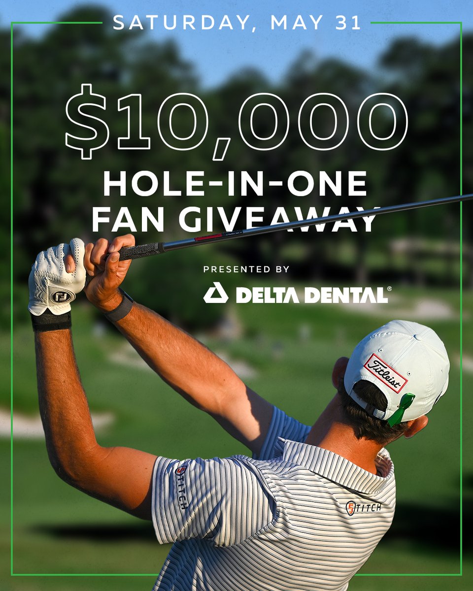 UNC HEALTH Championship (@unchealthchamp) on Twitter photo Want a shot at $10,000? 💸 Register for the Hole-In-One Fan Giveaway presented by <a href="/DeltaDentalNC/">Delta Dental of NC</a> at their tent (behind #17) Saturday, May 31 from 9AM–3PM!
If a Korn Ferry Tour player aces 17, you could win 💰
NC residents 18+ only. Must be present. No purchase necessary. Want a shot at $10,000? 💸 Register for the Hole-In-One Fan Giveaway presented by <a href="/DeltaDentalNC/">Delta Dental of NC</a> at their tent (behind #17) Saturday, May 31 from 9AM–3PM!
If a Korn Ferry Tour player aces 17, you could win 💰
NC residents 18+ only. Must be present. No purchase necessary.