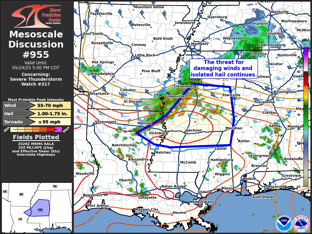 3:33pm CDT #SPC_MD 0955 , #alwx #mswx #lawx, spc.noaa.gov/products/md/md…