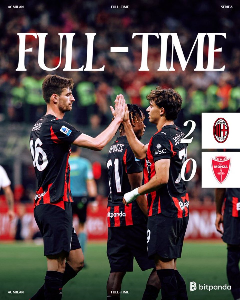 نهاية المباراة :

ميلان 2-0 مونزا 

- غابيا 
- فيلكس 

كيف شاهدت آخر مباراة لهذا الموسم؟