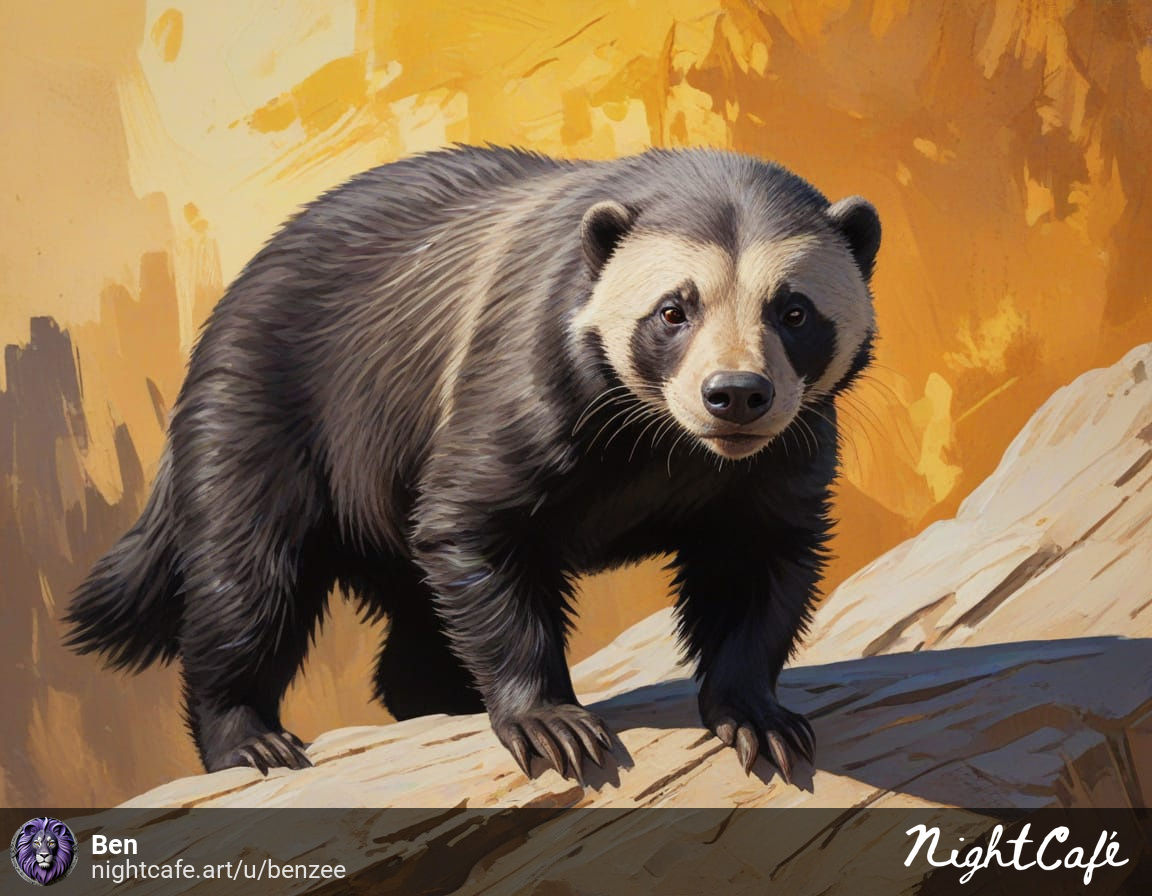 ZeeBern's tweet photo. Honey Badger.

#AIArtwork #digitalart #nightcafe https://t.co/CRdr8QCepC