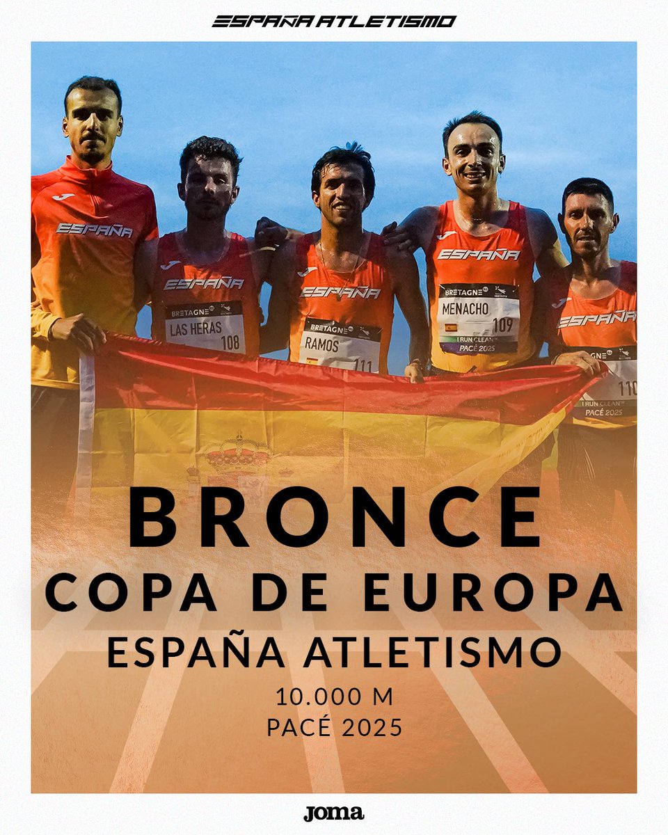 atletismoRFEA (@atletismorfea) on Twitter photo Lo volvieron a hacer 💥
Los 🚹 de #EspañaAtletismo son bronce en la Copa de Europa de 10.000m 💥
El cuarto 🥉 de 🇪🇸 en este campeonato 🤯
⏱️ 1:24:58.61 ➡️ suma de los 3 mejores tiempos (Menacho, <a href="/perez_chiki/">Juan Antonio Perez</a>, <a href="/jesusramosrevie/">Jesús Ramos Reviejo</a>)
¡Enhorabuena! 🙌🏼
#PasiónPorCompetir Lo volvieron a hacer 💥
Los 🚹 de #EspañaAtletismo son bronce en la Copa de Europa de 10.000m 💥
El cuarto 🥉 de 🇪🇸 en este campeonato 🤯
⏱️ 1:24:58.61 ➡️ suma de los 3 mejores tiempos (Menacho, <a href="/perez_chiki/">Juan Antonio Perez</a>, <a href="/jesusramosrevie/">Jesús Ramos Reviejo</a>)
¡Enhorabuena! 🙌🏼
#PasiónPorCompetir