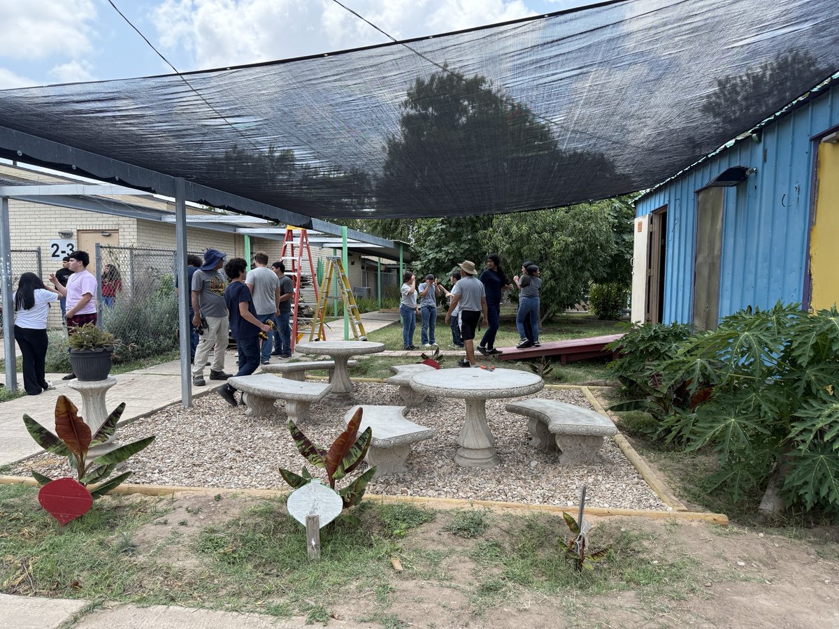 Students <a href="/IandGCenter/">I&G Center</a> have finally completed our outdoor study area. It has been a year long project! The canopy that filters out the sun and heat was finally installed. Our students are very proud of what they have accomplished. <a href="/gutiexfer/">Fernando X Gutierrez</a> <a href="/McAllenISD/">McAllen ISD</a> <a href="/CityofMcAllen/">City of McAllen, TX</a> <a href="/Lowes/">Lowe's</a>