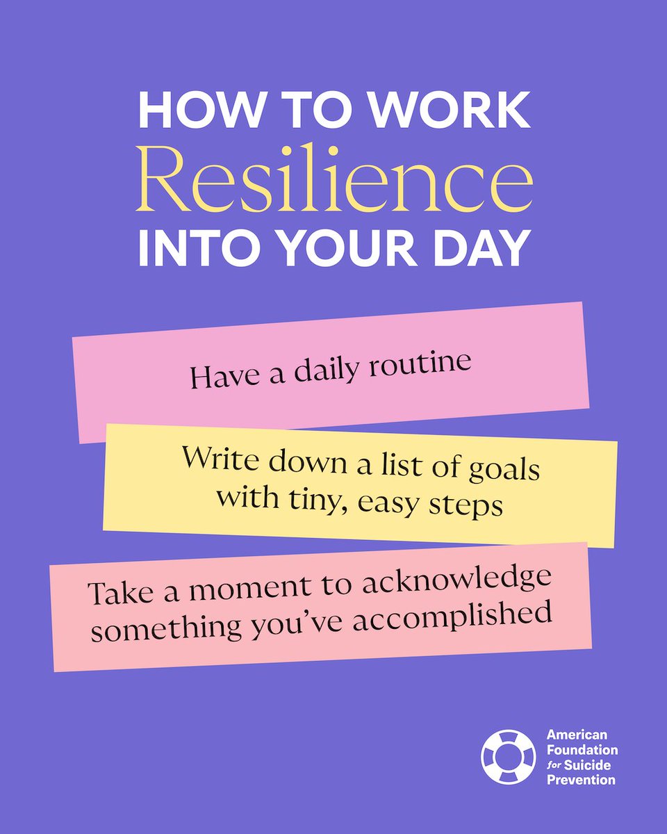 Having a daily routine that works for you can help provide structure, which can be helpful when things seem out of your control and help build personal resilience.

How do you practice resilience each day?