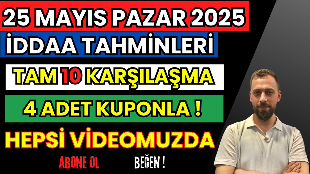📅 25 Mayıs 2025 PAZAR 
💸 Banko İddaa Tahminleri Yayında! 
🔥 Günün En Güvenilir Kuponları ve Maç Analizleri! 
🎥 YouTube’da şimdi izle ➡️youtu.be/jw1onMMf0tE 

#iddaa #bankokupon #bahistahminleri #futbol #24mayıs #AltınanalizlerTV #Galatasaray
