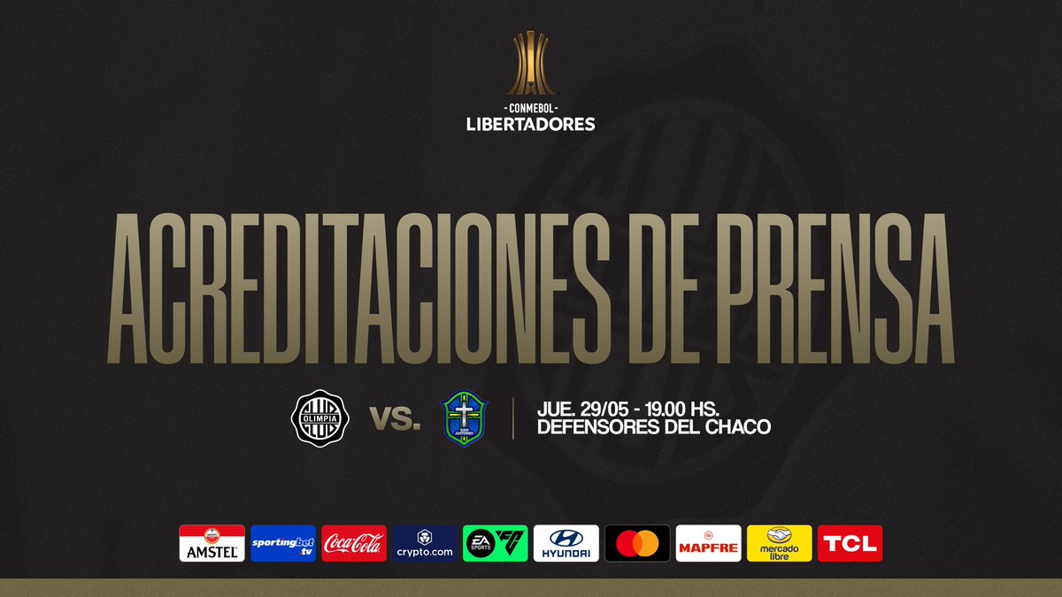 ✅ Habilitado el periodo de acreditaciones para el duelo del jueves por la CONMEBOL Libertadores 2025.

¡Ingresá! ➡️ clubolimpia.com.py/noticias/acred…

#SoyDelOlimpia ⚪⚫⚪