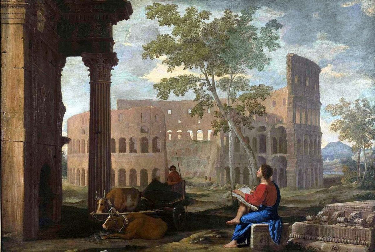 The Colosseum, with an Artist sketching, Art Painting by Jean Lemaire