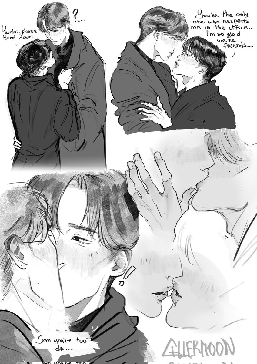 g1llermoon's tweet image. Small sketches on my bestie office AU @velermmart
Yunsxn nation wake up
