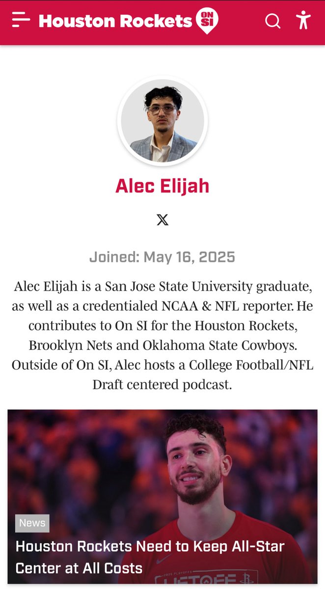 CFBAlecElijah's tweet photo. Ecstatic to announce that following my college graduation at San Jose State, I have been blessed with the opportunity to cover the Houston Rockets &amp; Brooklyn Nets along with the OSU Cowboys as a writer for On SI, part of the Sports Illustrated Network. 🖊️ https://t.co/Z1aD0akVwt