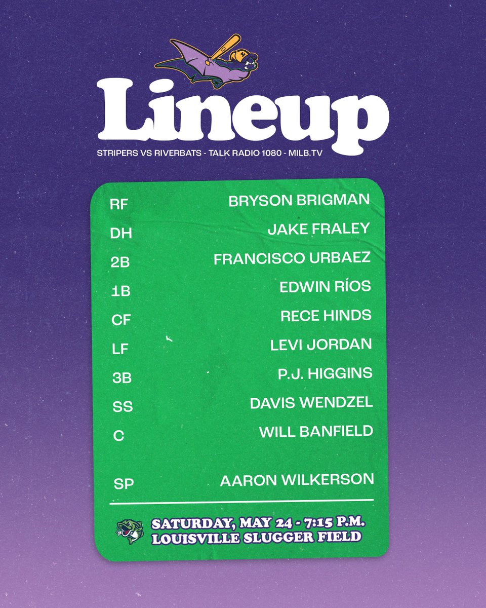 Turning it back to purple😈

🆚 Gwinnett Stripers 
⏰ 7:15 PM
📻 Talk Radio 1080
📺 MiLB.tv

#MadeInLou