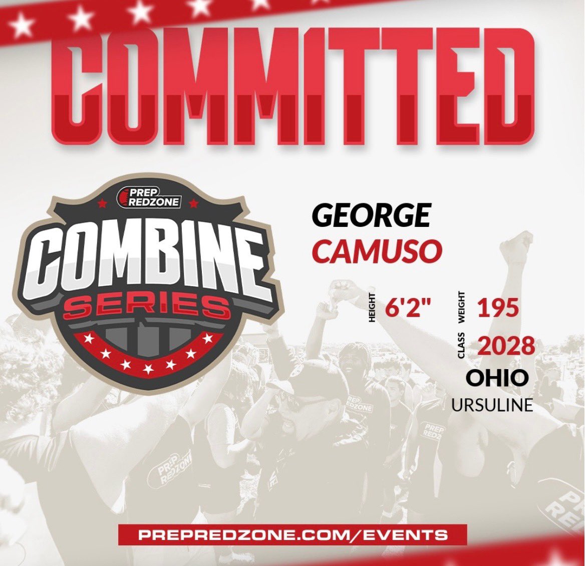 George Camuso (@george_camusoqb) on Twitter photo Looking forward to competing at the PrepRedzone combine tomorrow!
<a href="/PrepRedzoneOH/">Prep Redzone Ohio</a>
<a href="/TylerStevens94/">Tyler Stevens</a>
<a href="/JaredLuginbill/">Jared Luginbill</a>
<a href="/UrsulineIrishFB/">Ursuline Football</a>
<a href="/BradMaendler/">Brad Maendler</a>
<a href="/OhioPrepsRivals/">Ohio Preps</a> Looking forward to competing at the PrepRedzone combine tomorrow!
<a href="/PrepRedzoneOH/">Prep Redzone Ohio</a>
<a href="/TylerStevens94/">Tyler Stevens</a>
<a href="/JaredLuginbill/">Jared Luginbill</a>
<a href="/UrsulineIrishFB/">Ursuline Football</a>
<a href="/BradMaendler/">Brad Maendler</a>
<a href="/OhioPrepsRivals/">Ohio Preps</a>