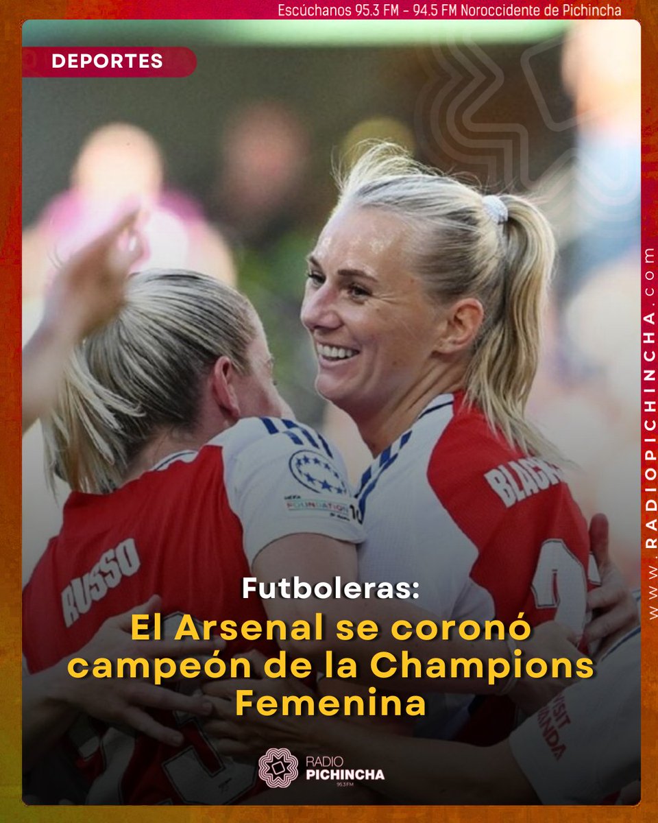 🏟️ #Deportes | Con gol de Stina Blackstenius, las Gunners ganaron 1-0 en Lisboa y sumaron su segundo título europeo, 18 años después del primero.

Aquí los detalles 👉🏼 radiopichincha.com/futboleras-el-…
