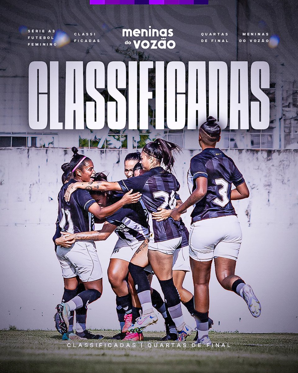 CLASSIFICADAS!!!!🏁🔥

AS MENINAS DO VOZÃO ESTÃO NAS QUARTAS DA SÉRIE A3 DO CAMPEONATO BRASILEIRO! 💪

Vaaaaaaaaamo! ⚫️⚪️

#CearáSC #MeninasDoVozão