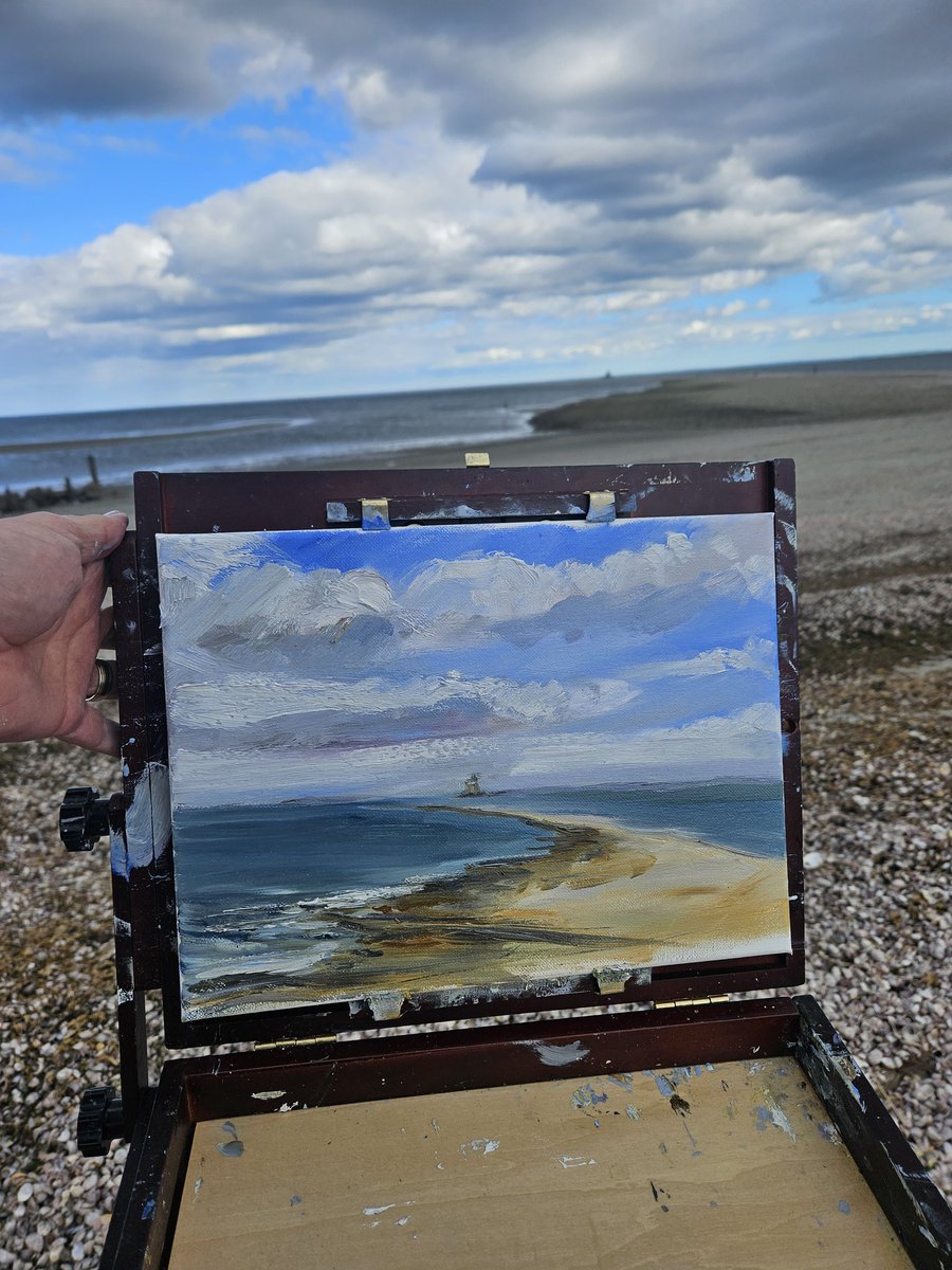 Just a skosh too windy out there today - the easel was rocking! I had to end this session early, but I got some great reference material to embark on a larger format painting in the studio