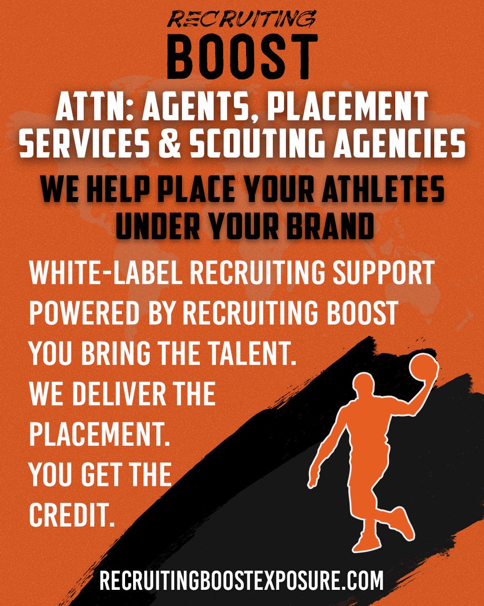 ATTN: Agents &amp; Recruiting Services! 

Offer your clients a premium recruiting service without the heavy lifting. With our white label solution, you stay front and center while we handle the athlete placement behind the scenes. Your brand, our proven system. DM!