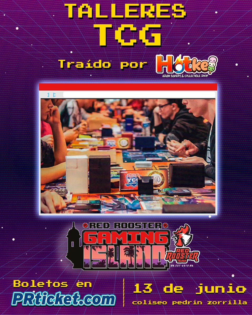 ¿Tienes tu deck listo? 🃏

En #GamingIsland2025 podrás participar de diferentes talleres de TCG para aprender y sumergirte ese apasionante mundo.

Boletos en PRticket 👇🏽    
 🎟️boletos.prticket.com/events/en/gami…

Nos vemos el 13 de junio🔜🏟