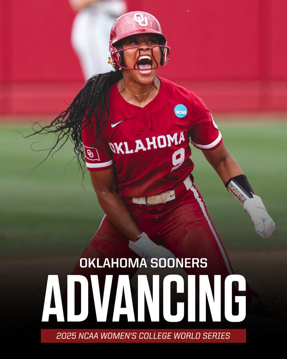 THE SOONERS ADVANCE TO THEIR NINTH STRAIGHT COLLEGE WORLD SERIES 🔥 

Oklahoma has the longest active streak in D1 👏