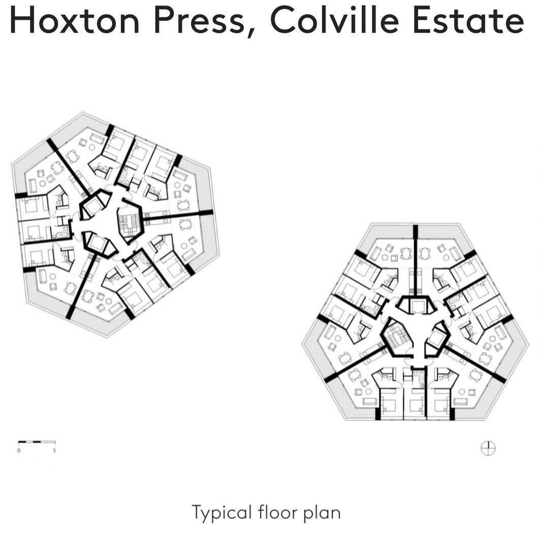 PhilipThalis's tweet photo. New work cross-subsidised by construction of 2 new market housing towers, design with #chipperfield.
All brick inside & out, facades, foyers, balconies.
Such well resolved apartment plans within small footprint hexagonal forms, made of different bricks & unequal height.
Exemplar https://t.co/qBTLNeu0S6