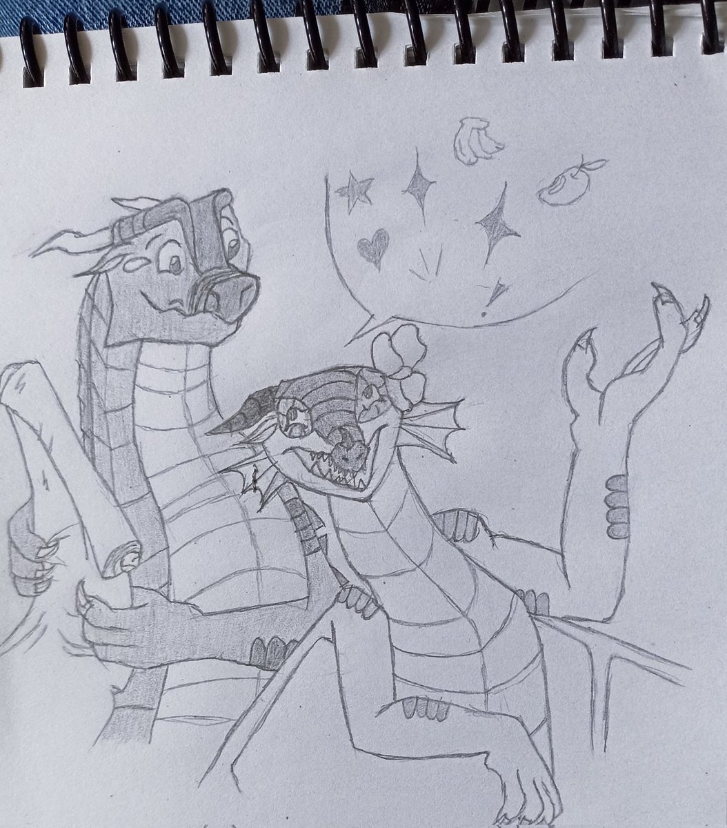 azarad_1's tweet photo. It's time for these two now. Moon and kinkajou, such best friends <3
(Gotta say, this is a "draw this in your style" drawing) 

Ahora es el turno de moon y kinkajou, que buenos mejores amigos <3

#wof #wingsoffire #dragons #drawinf #pencil #moon #kinkajou https://t.co/4WLfhkUXte