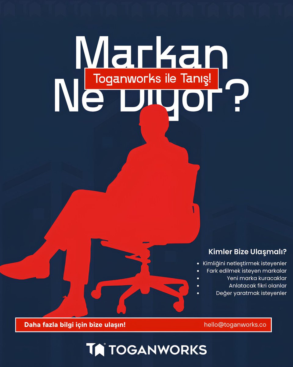 Markan ne diyor? 🎙️ <a href="/toganworks/">Toganworks</a> 

Her marka bir şeyler söyler. Ama gerçekten ne söylediğini bilen kaç marka var?

Görünür olmak, sesini duyurmak değildir.
Net bir mesajın yoksa, hatırlanmazsın.
Strateji, fark yaratmanın ilk adımıdır. 👣

#markadanışmanlığı #strateji #markalaşma